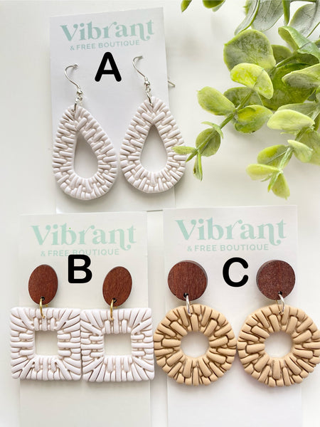 Rattan Clay Earrings
