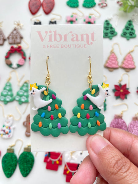 Christmas Cat on the Christmas Tree